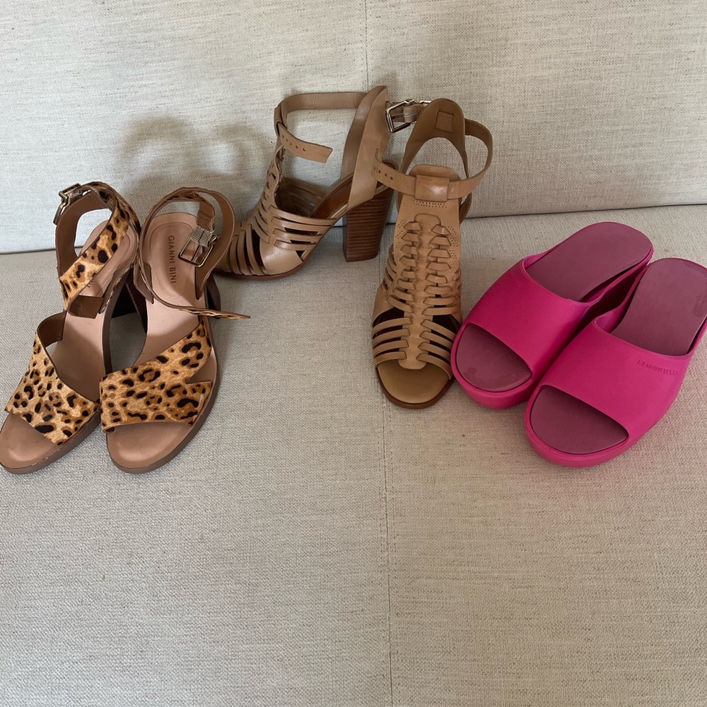 Gianni Bini leather and animal print, lemon jelly